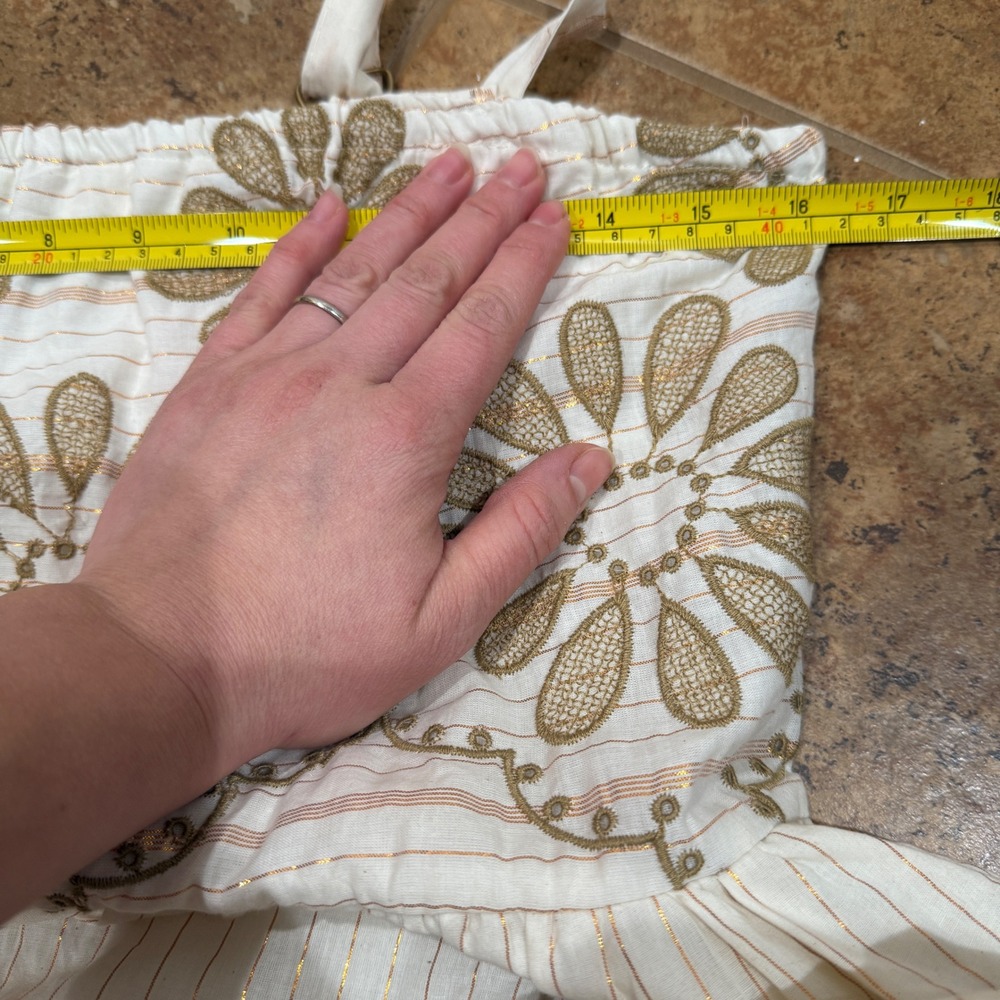 Dress Naoo Floral Embroidered Cotton Tiered Maxi Dress Large L‎ Cream Boho Beach - Picture 4 of 11